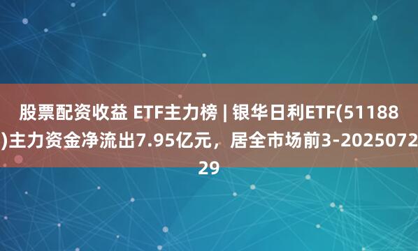 股票配资收益 ETF主力榜 | 银华日利ETF(511880)主力资金净流出7.95亿元，居全市场前3-20250729